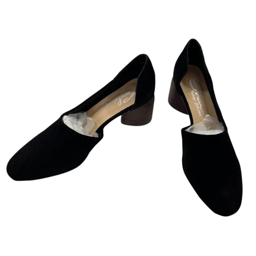 Sbicca Womens Shoes 10 Vintage Collection Black Suede Volin Chunky Heel Mule NEW